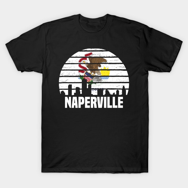 Naperville Illinois IL Group City Silhouette Flag T-Shirt by jkshirts